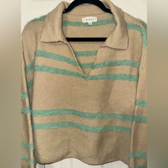 MABLE FUZZY CROP STRIPE SWEATER - Picture 9 of 11